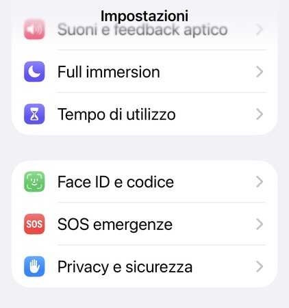Impostazioni face id